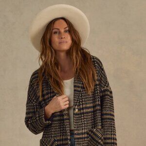 Rylee + Cru - Womens Longline Coat - Brown Houndstooth